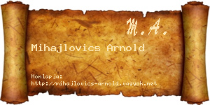 Mihajlovics Arnold névjegykártya